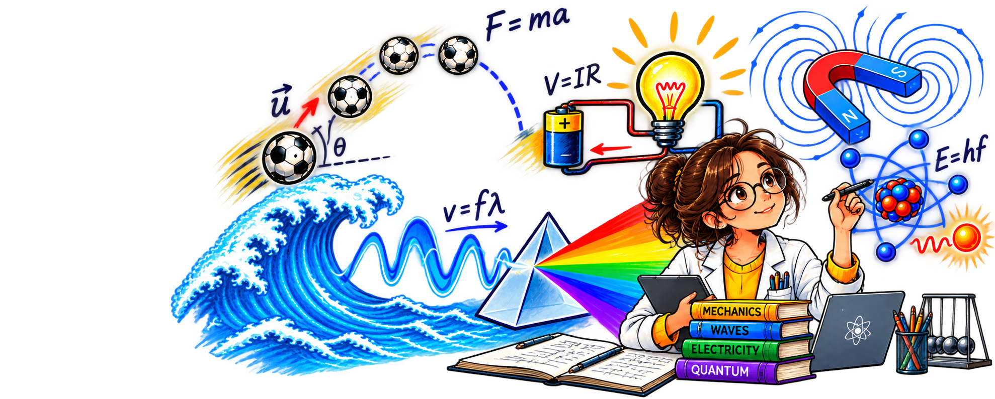 Illustration showing physics concepts